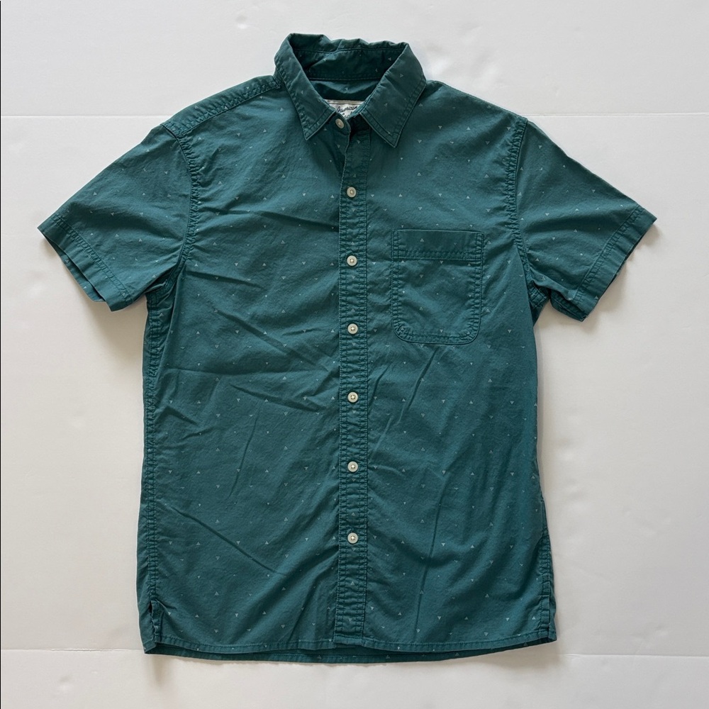 American Eagle Men's Resort Button Down Short Sleeve Poolside Shirt Teal XS